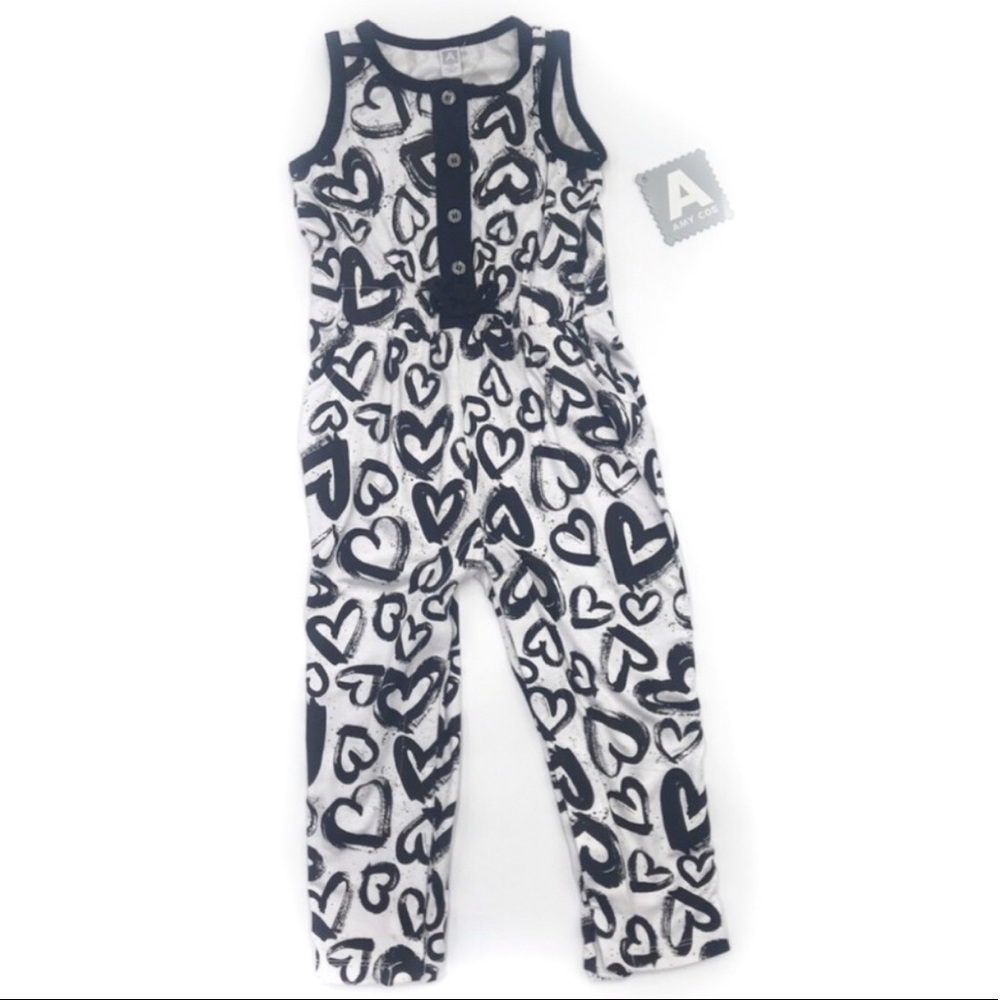 NWT Baby Girls Amy Coe Heart-Print Romper Size 24M